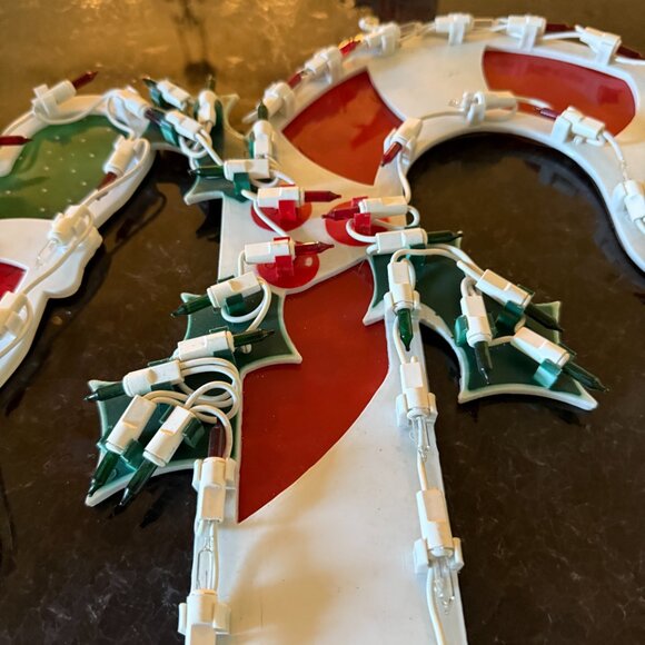 2PC VTG 2000 Impact Plastics Lighted Candy Cane Santa Claus Christmas Decoration - Picture 16 of 16